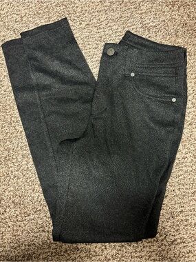Simply Vera Wang Dark Charcoal Herringbone Skinny Leg Trousers, Small